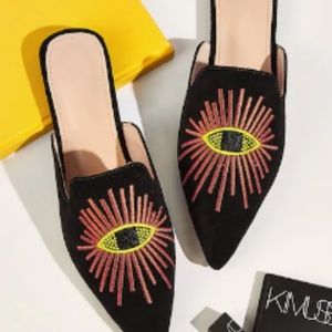 Embroidered Flat Mules